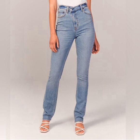 Abercrombie & Fitch Light Blue Straight Leg Jeans - Picture 1 of 7